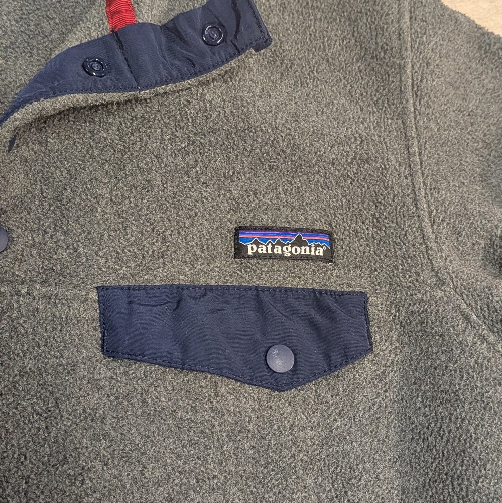 Patagonia Synchilla Snap Gray Fleece Pullover Size Small Men Or Women - Picture 3 of 8